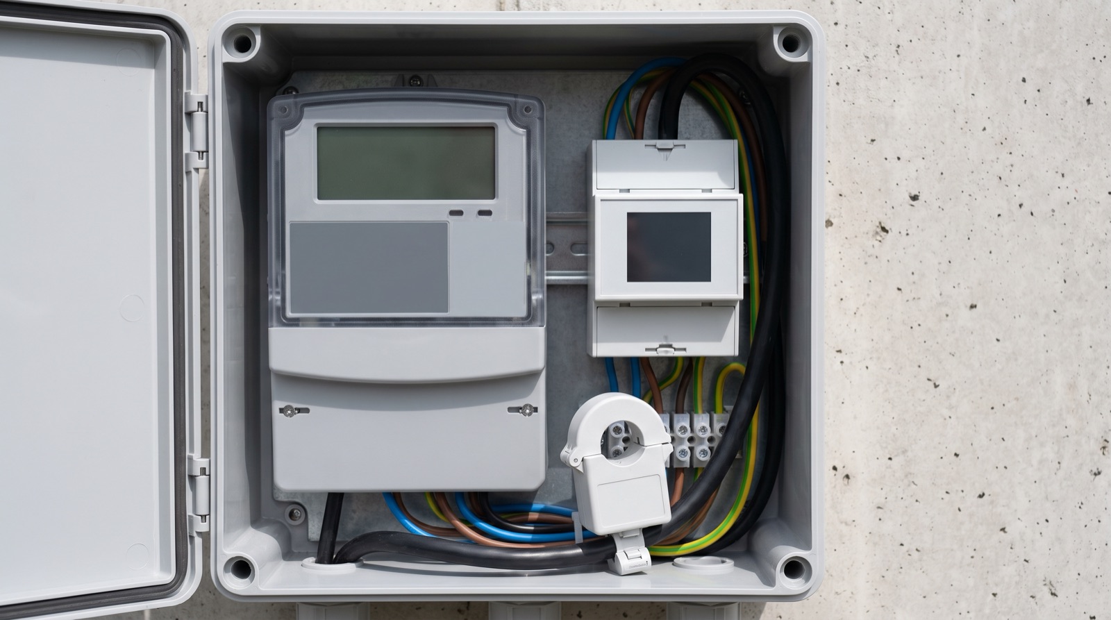Sub-meter tenaga dan panel pemantauan dipasang di bilik elektrik sebuah bangunan komersial di Malaysia